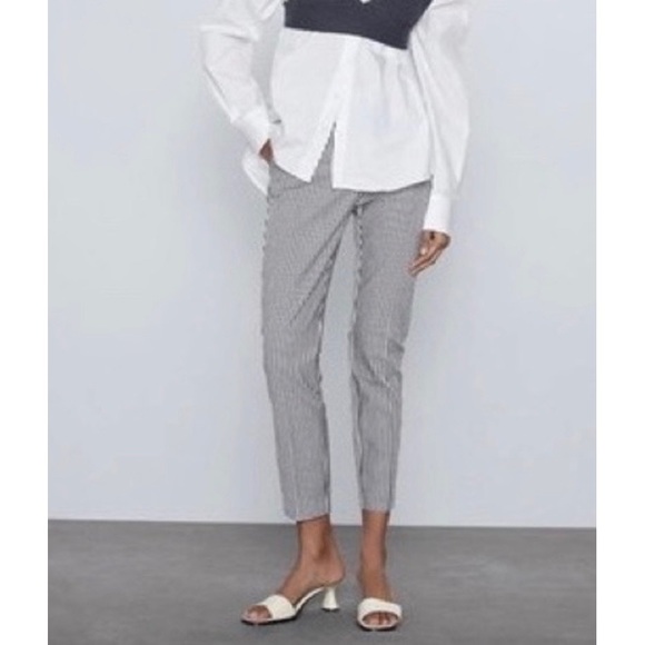 Zara Striped Straight Leg Pants Trouser - Picture 2 of 5